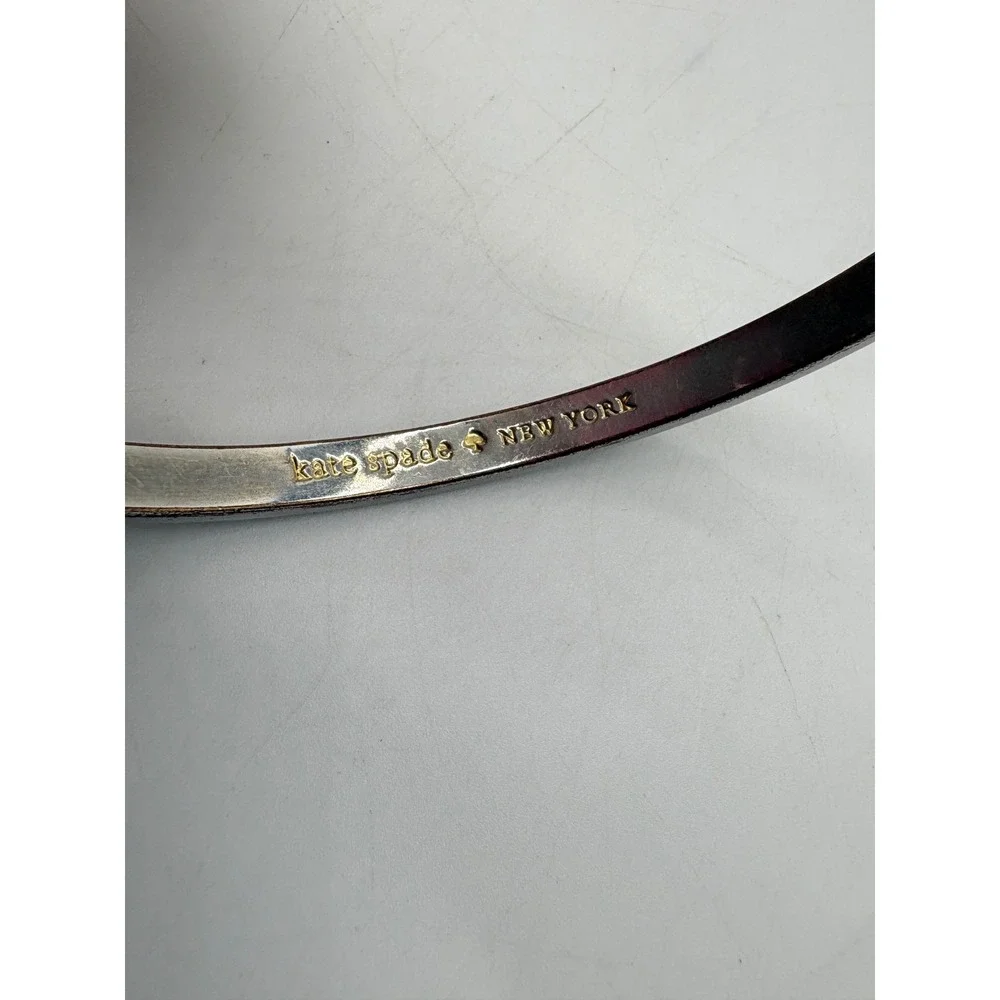 Kate Spade New York Silver Tone Black Enamel Slim Bangle Bracelet - Picture 6 of 8